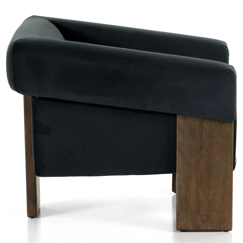 Cabrina Mid Century Club Chair - Black, Beech Wood