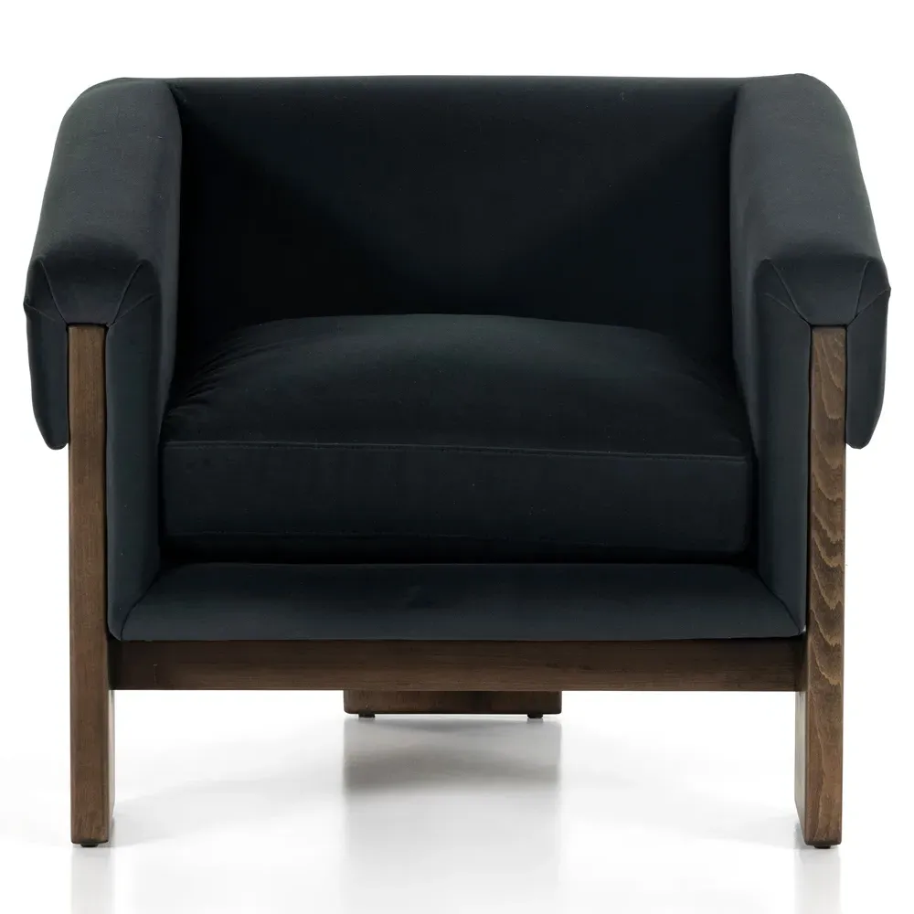 Cabrina Mid Century Club Chair - Black, Beech Wood image