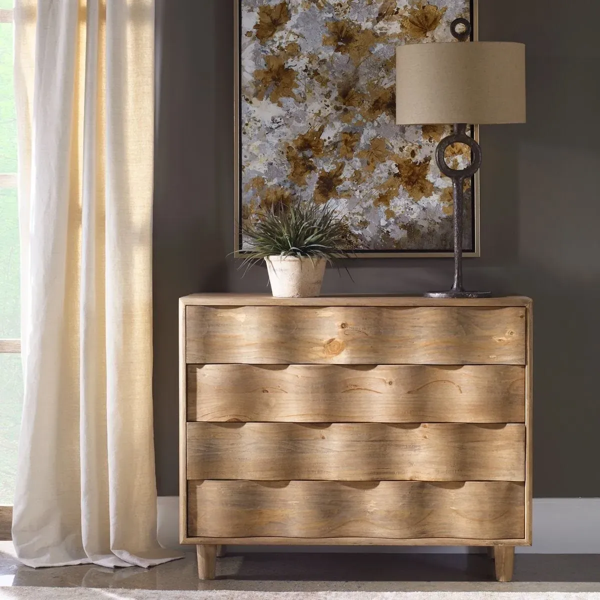 Caden Wavy Dresser - Brown, Pine