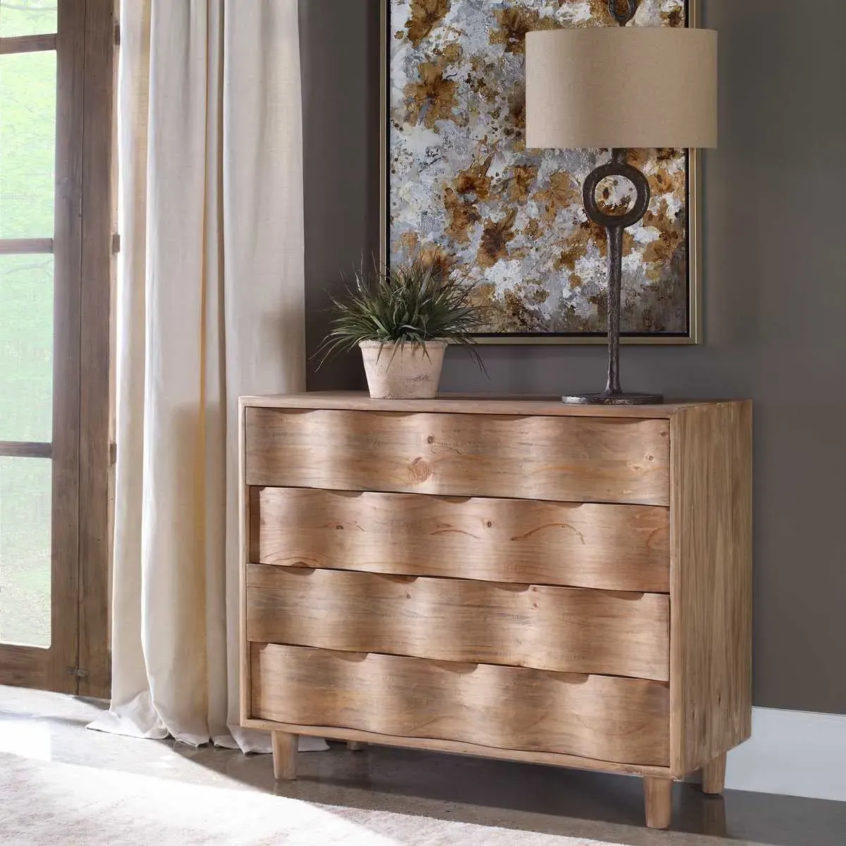 Caden Wavy Dresser - Brown, Pine