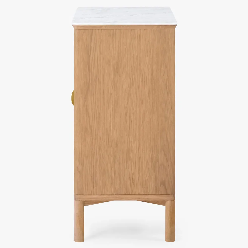 Cadence Marble Reeded Media Cabinet - Brown, Oak