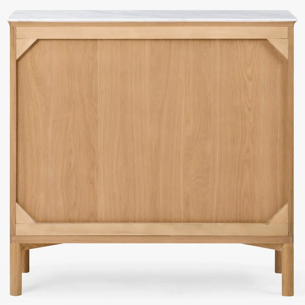 Cadence Marble Reeded Media Cabinet - Brown, Oak