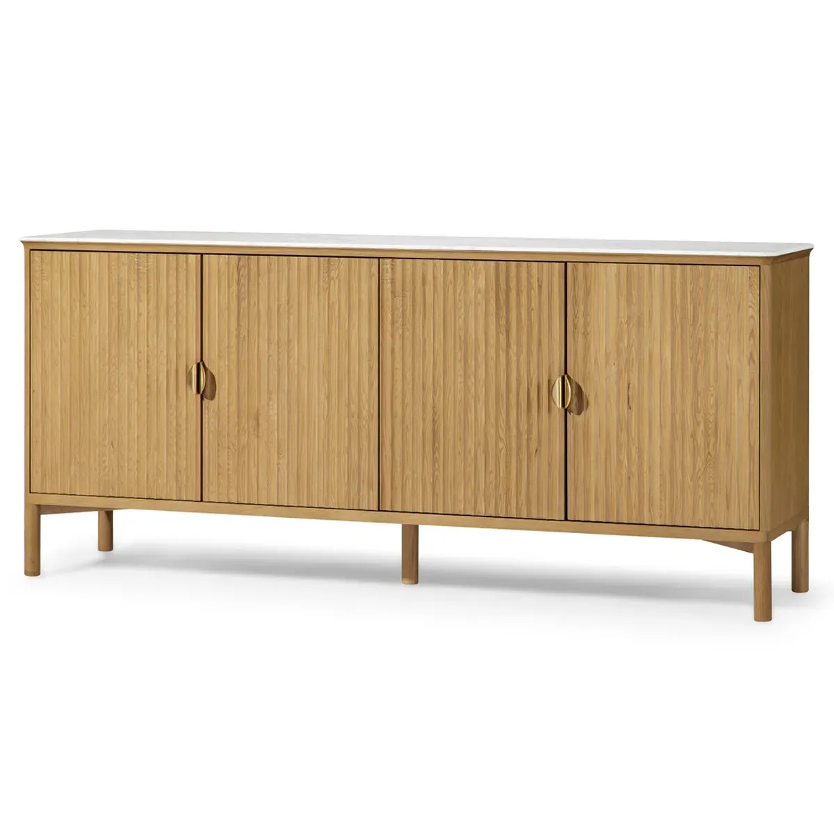 Cadence Marble Reeded Sideboard - Brown, Oak