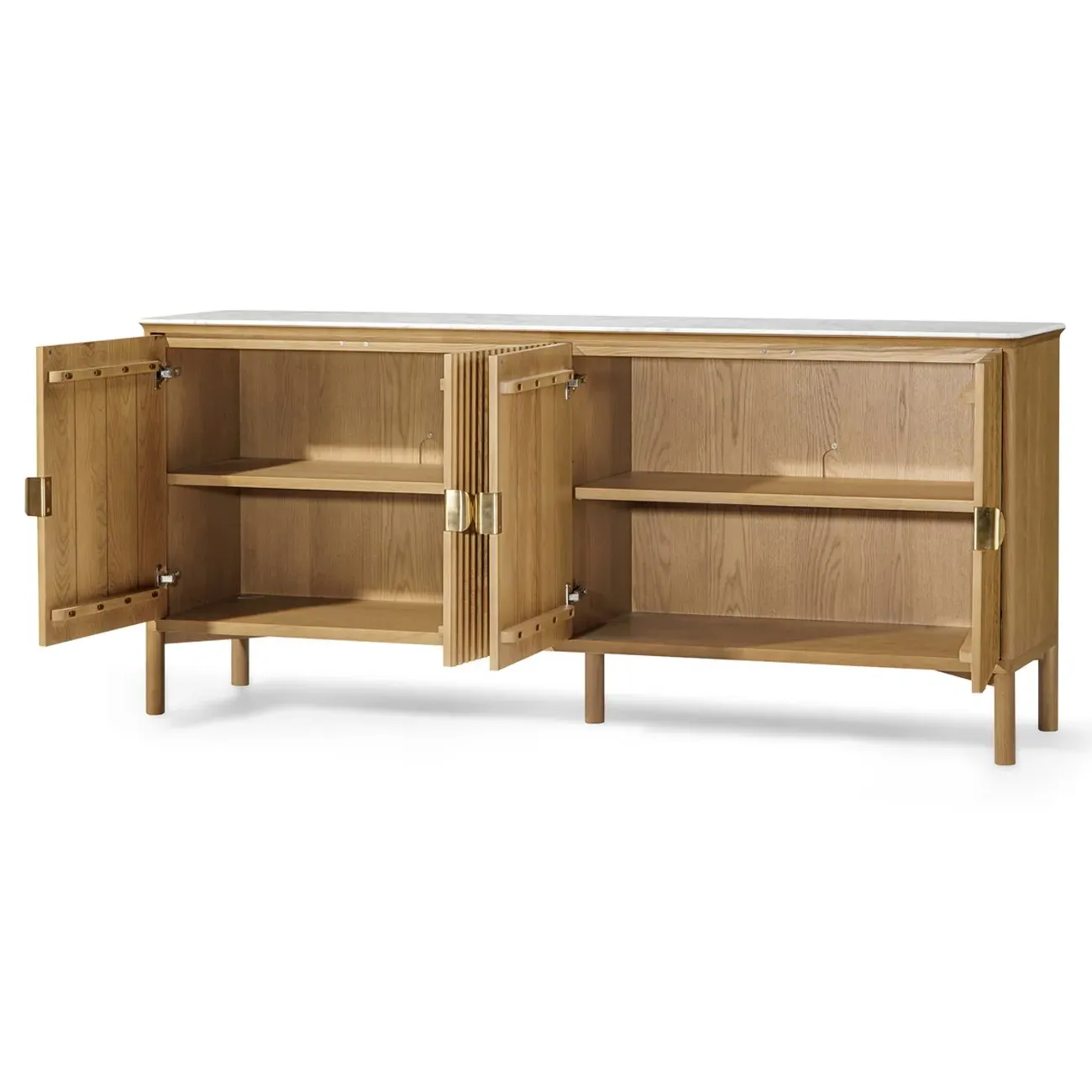Cadence Marble Reeded Sideboard - Brown, Oak