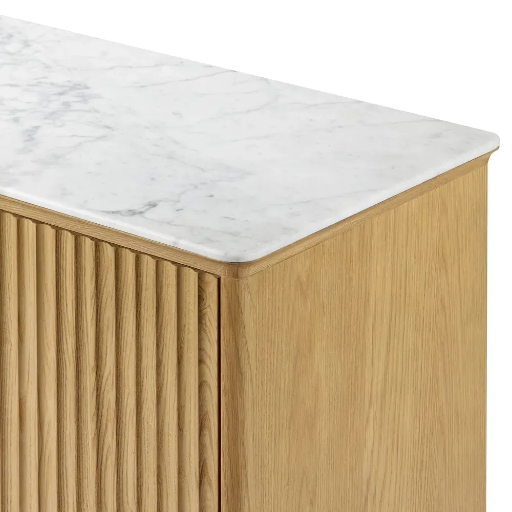 Cadence Marble Reeded Sideboard - Brown, Oak