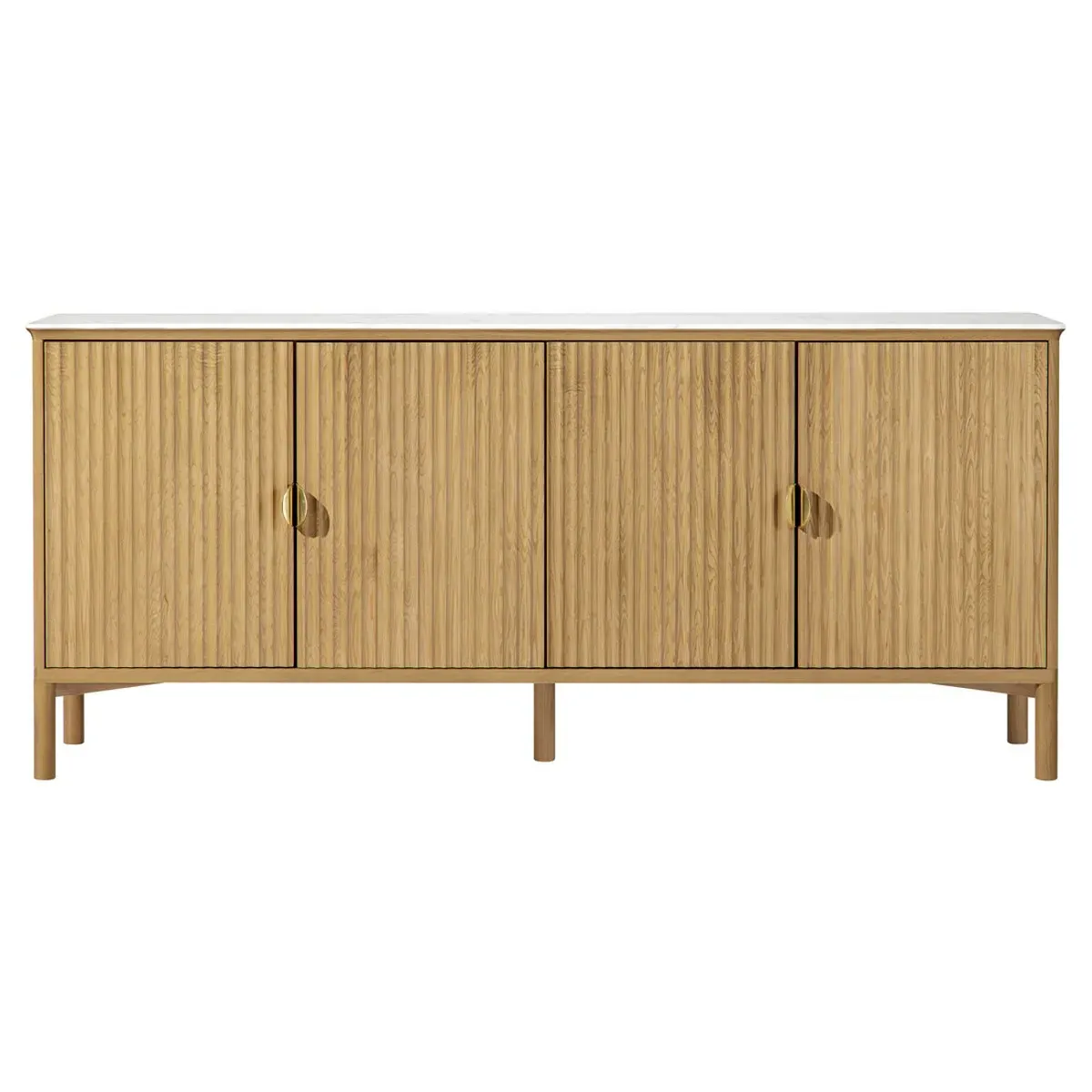 Cadence Marble Reeded Sideboard - Brown, Oak