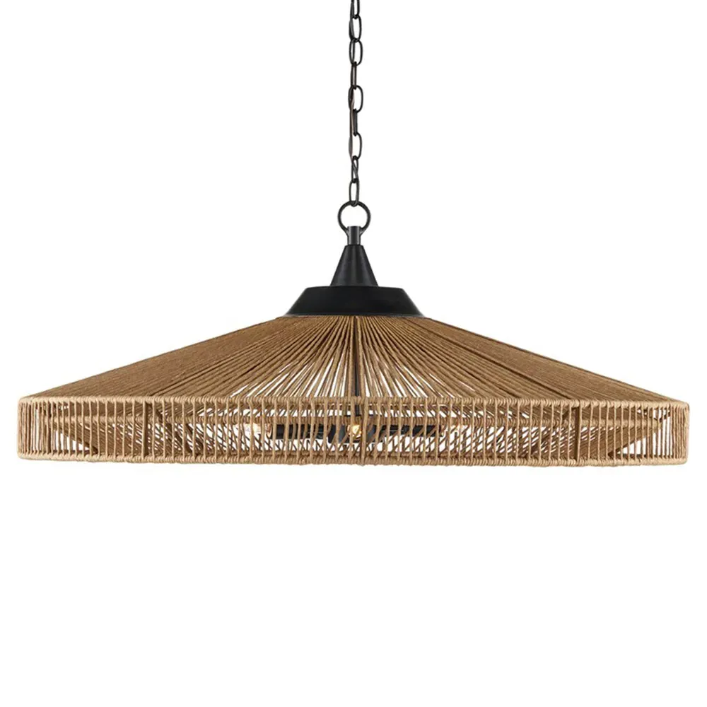 Cadie Woven Twine Wrought Iron Chandelier - Brown