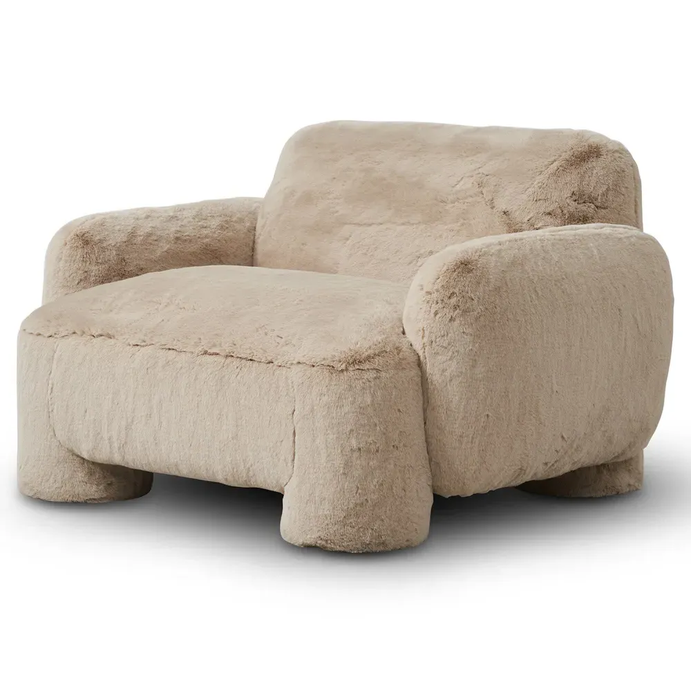 Cadmus Arm Chair - Brown, Faux Fur