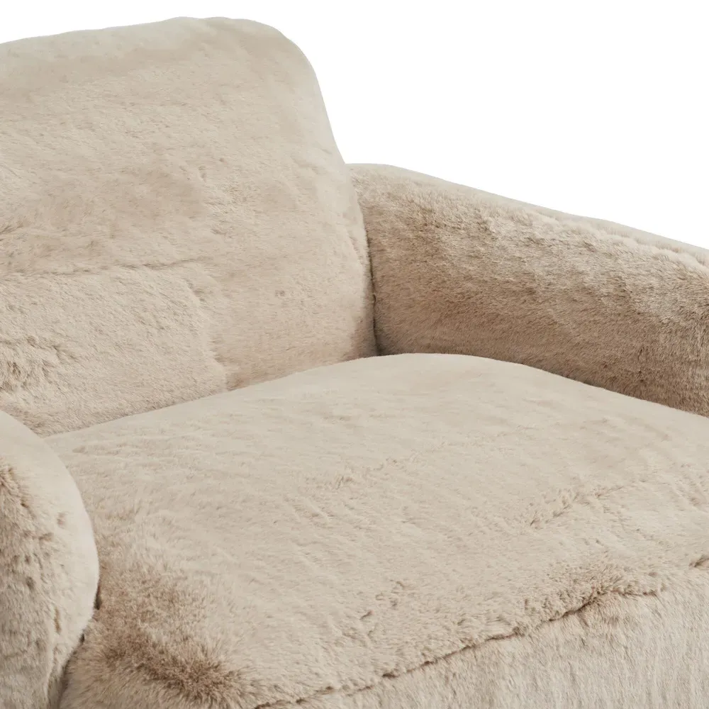 Cadmus Arm Chair - Brown, Faux Fur