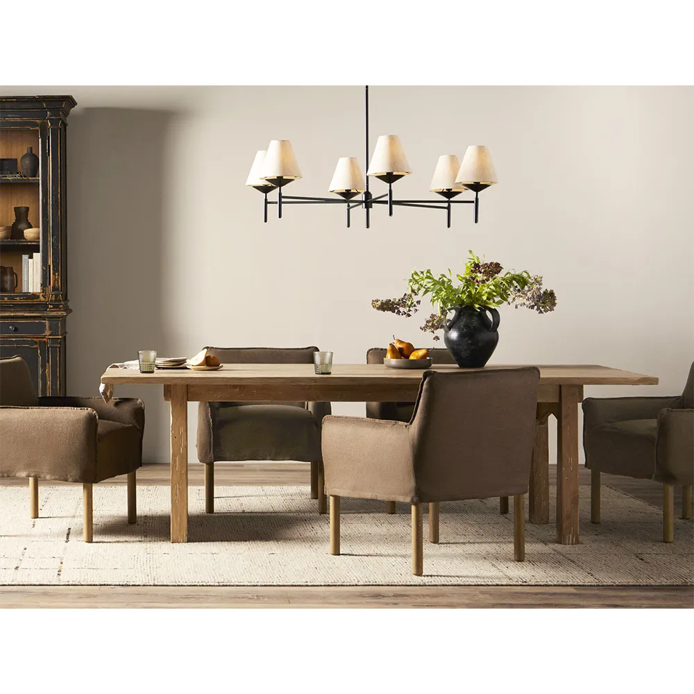 Caeli Rectangular Dining Table - Brown, Pine Wood