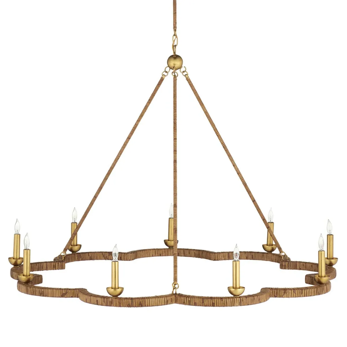 Caelia Scalloped Chandelier - Brown, Rattan