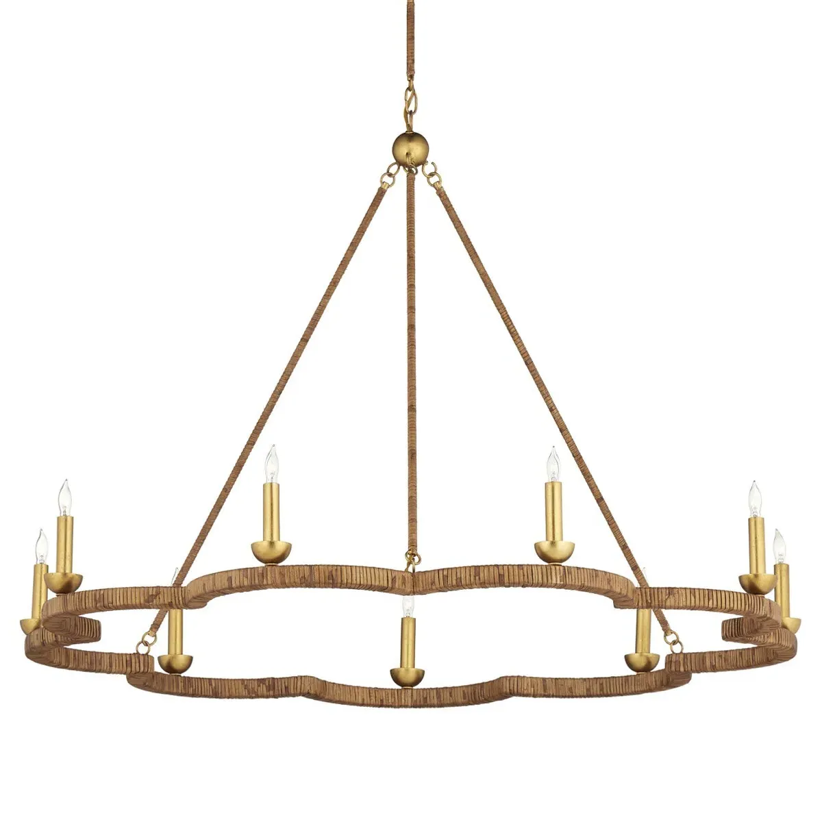 Caelia Scalloped Chandelier - Brown, Rattan