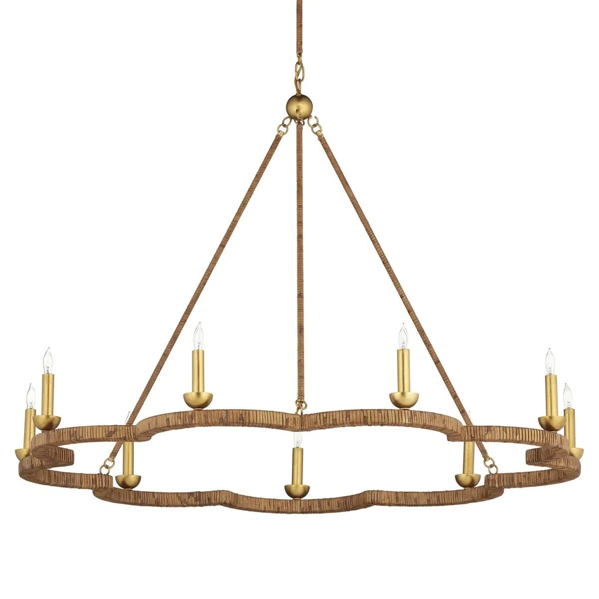 Caelia Scalloped Chandelier - Brown, Rattan