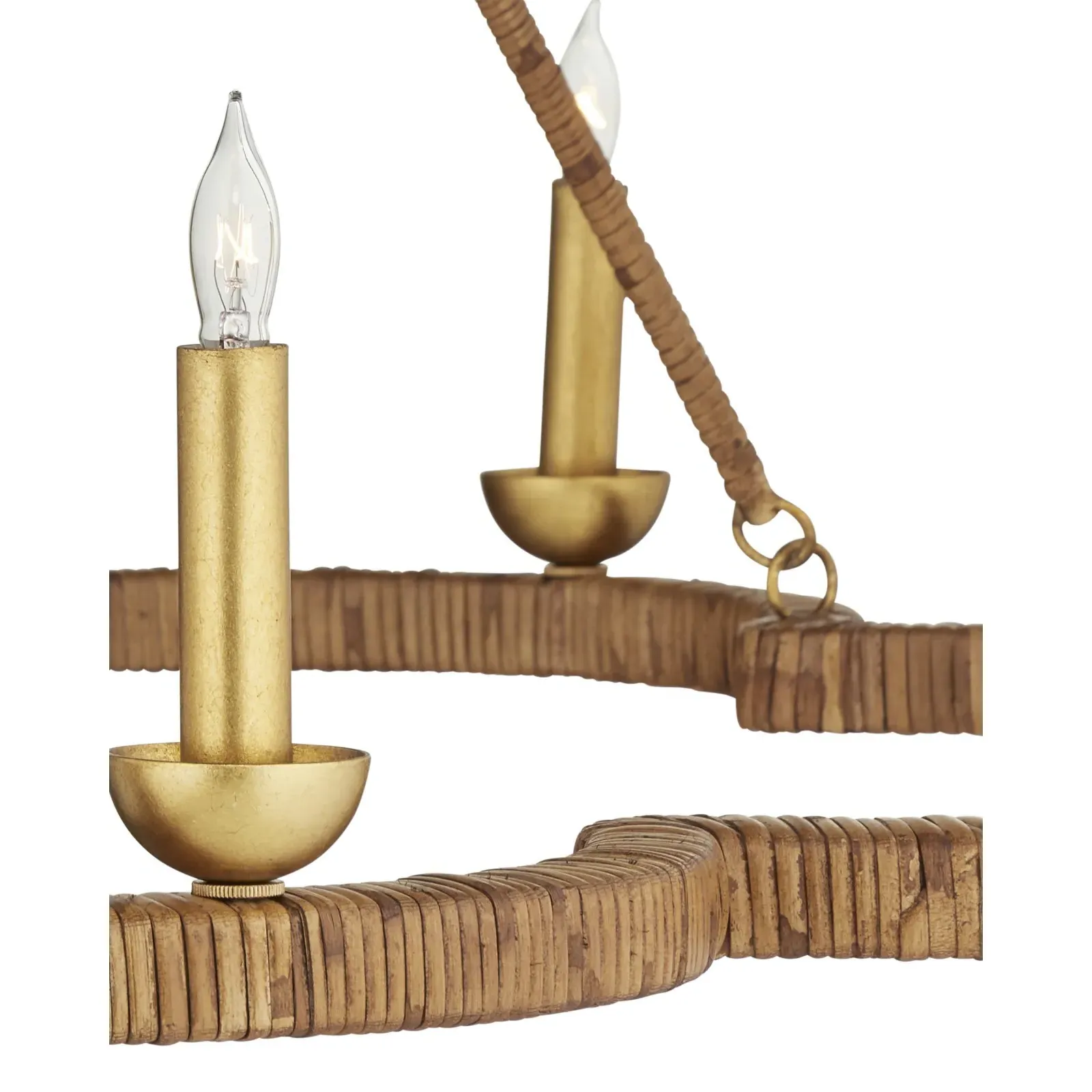 Caelia Scalloped Chandelier - Brown, Rattan