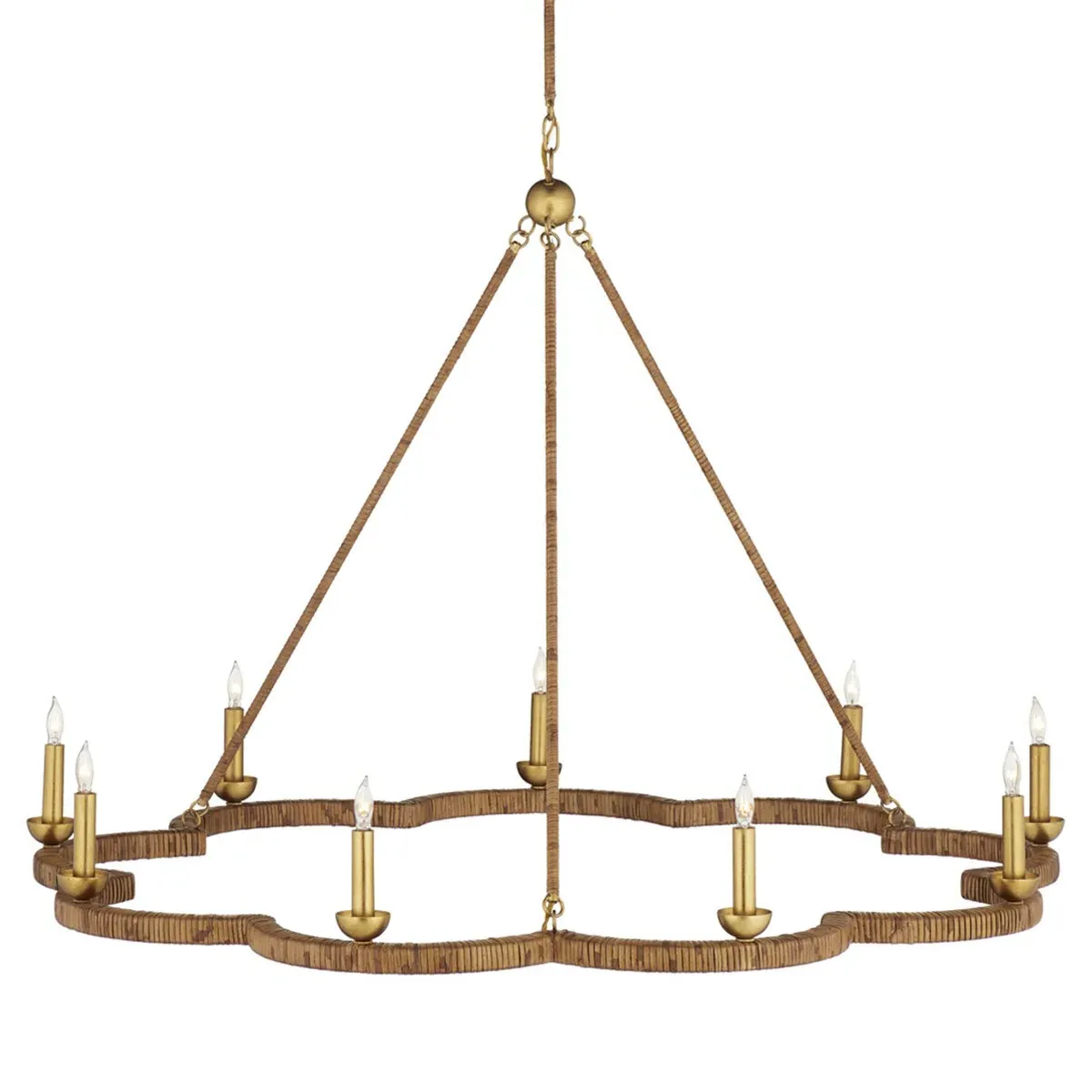 Caelia Scalloped Chandelier - Brown, Rattan image