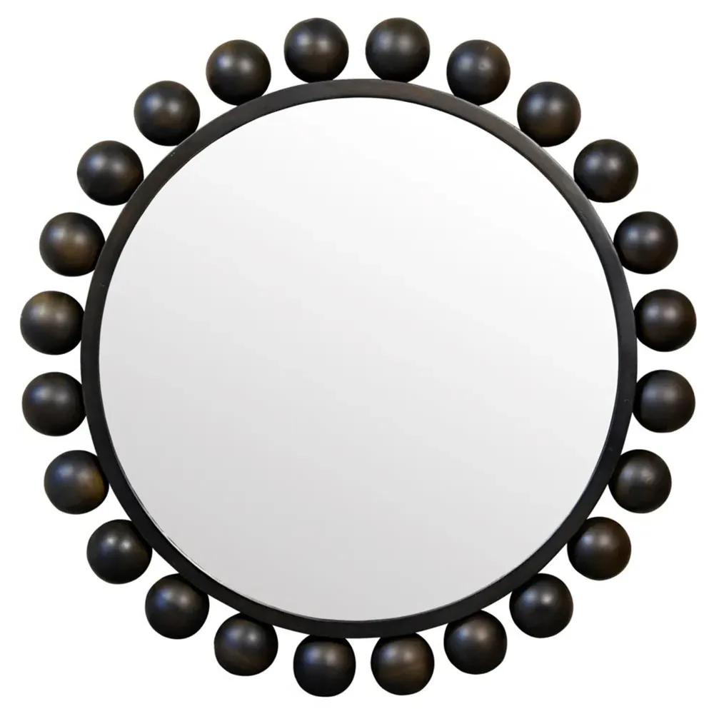 Caelix Round Wall Mirror - Black, Metal image