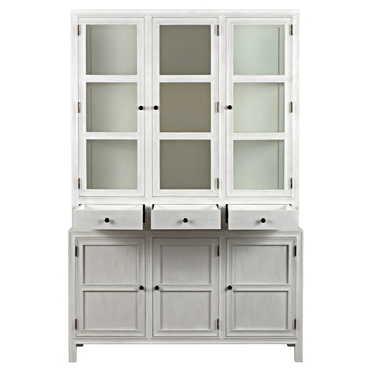 Caelor Hutch with Storage - White Wash, Mahogany