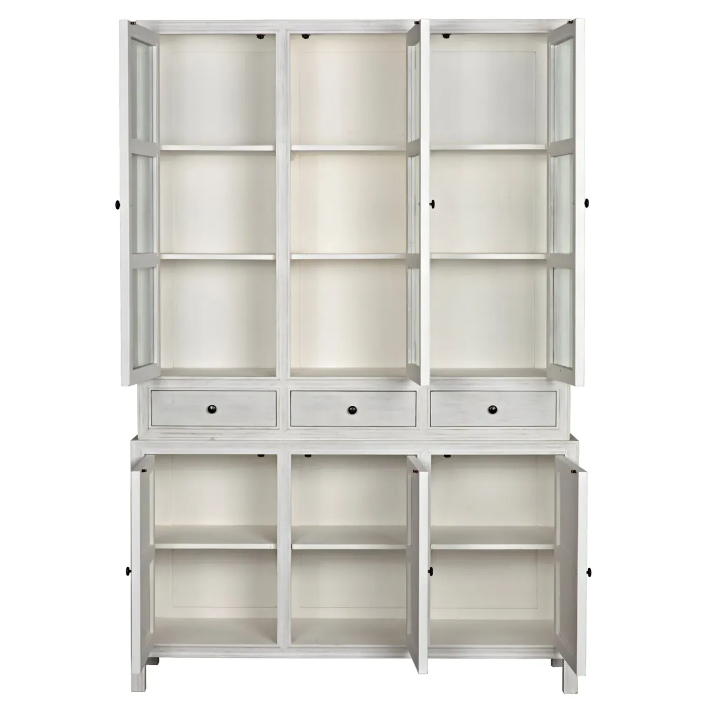 Caelor Hutch with Storage - White Wash, Mahogany