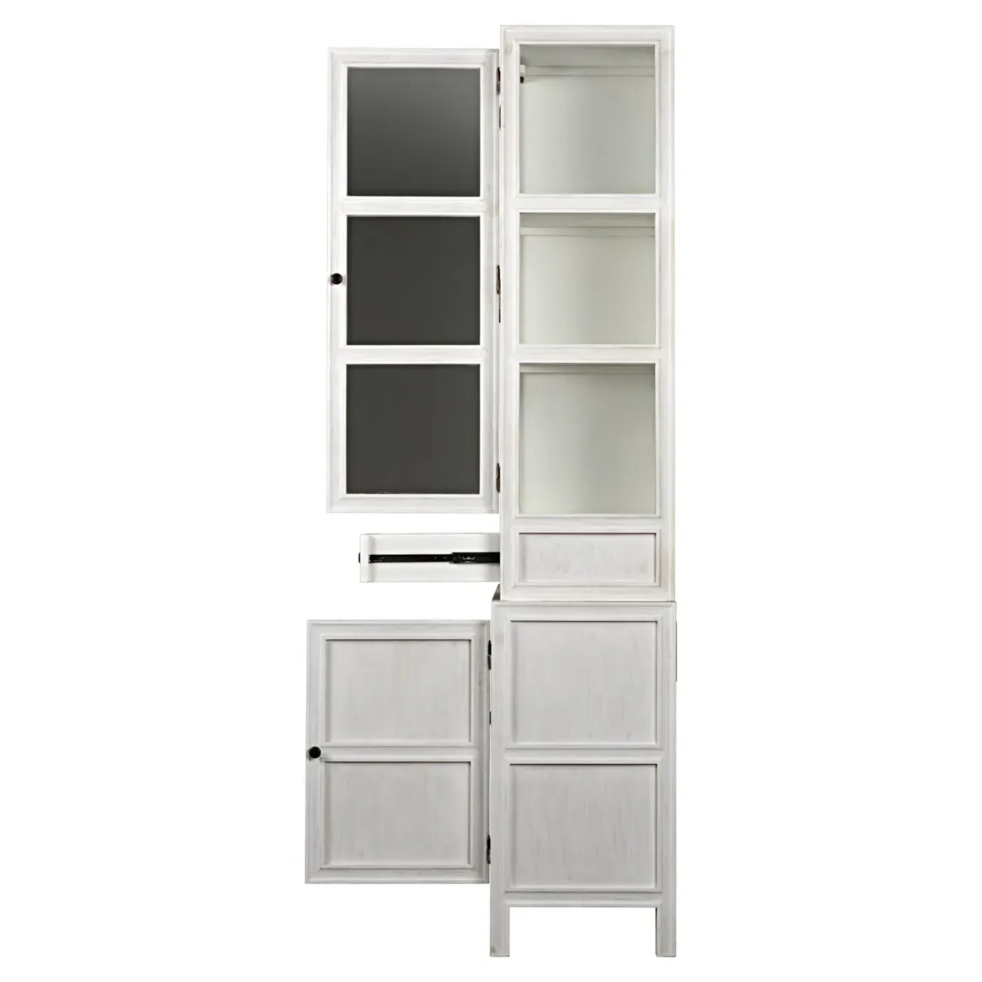 Caelor Hutch with Storage - White Wash, Mahogany