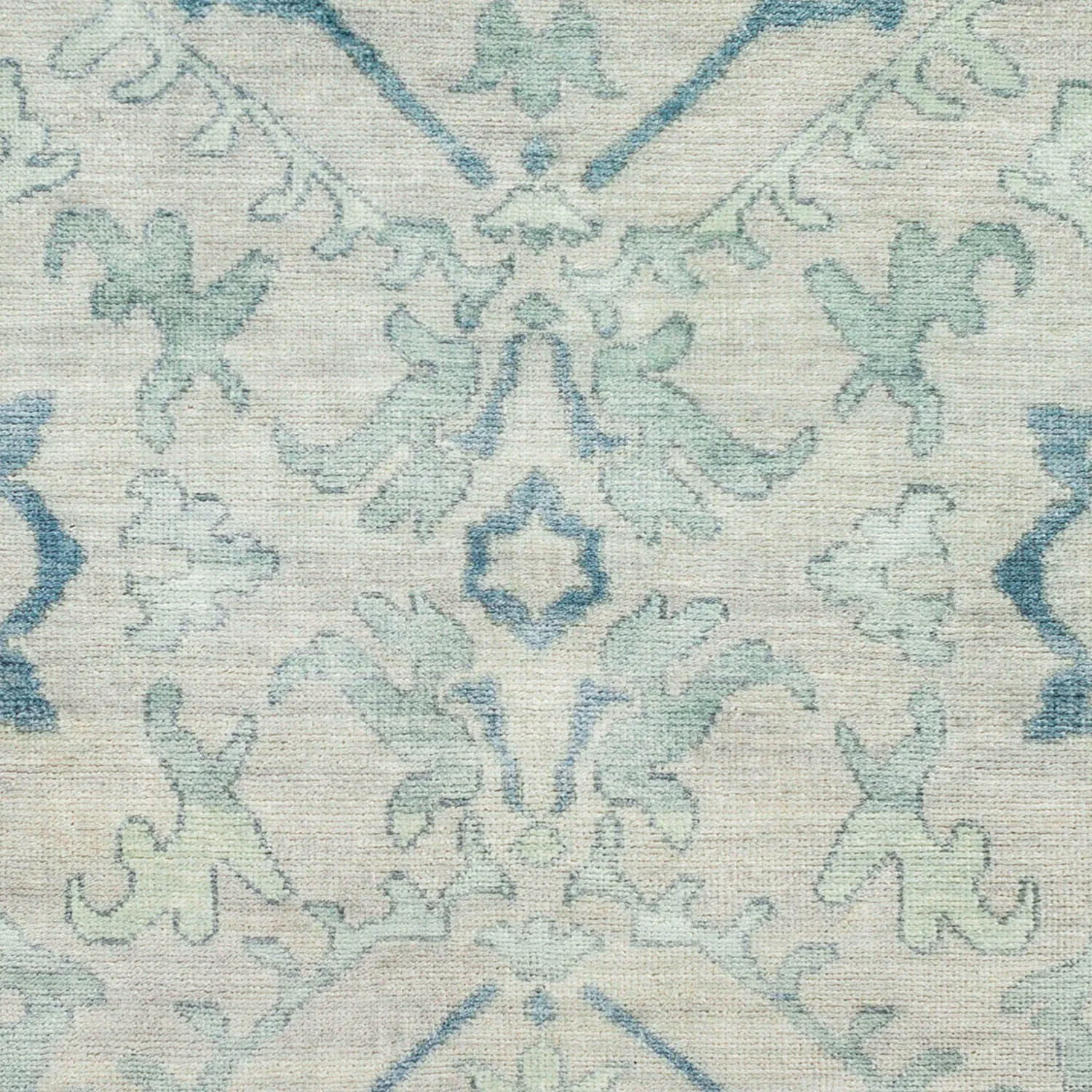 Caerus Medallion Rug Hand Knotted - Light Sage, Wool