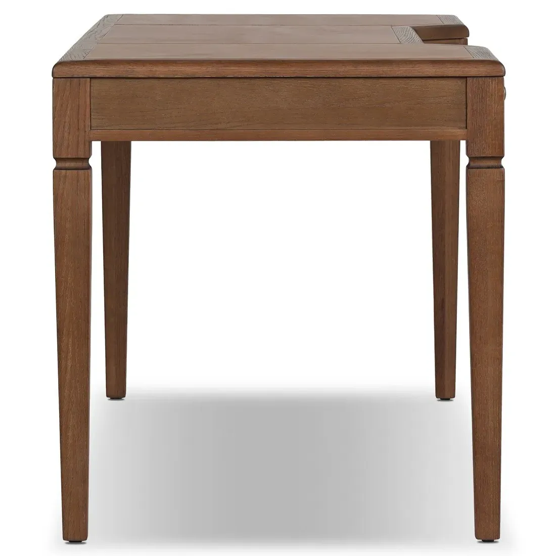 Caesar Oak Wood Desk with Leather Top - Brown