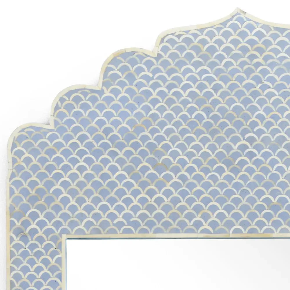 Cailee Arched Wall Mirror - Blue, Bone Inlay