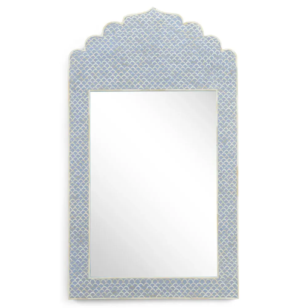 Cailee Arched Wall Mirror - Blue, Bone Inlay image