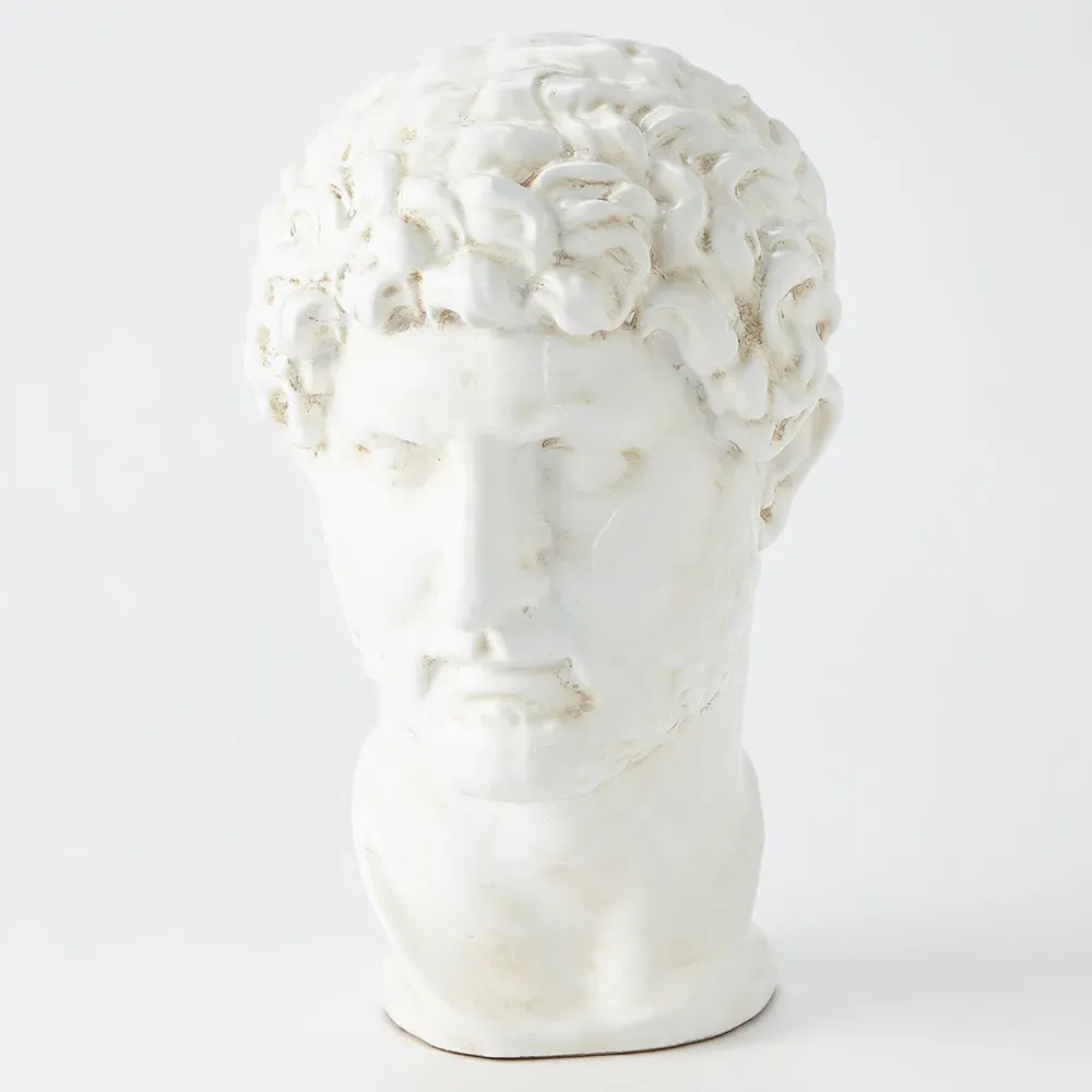 Caius Bust Sculpture - White, Ceramic