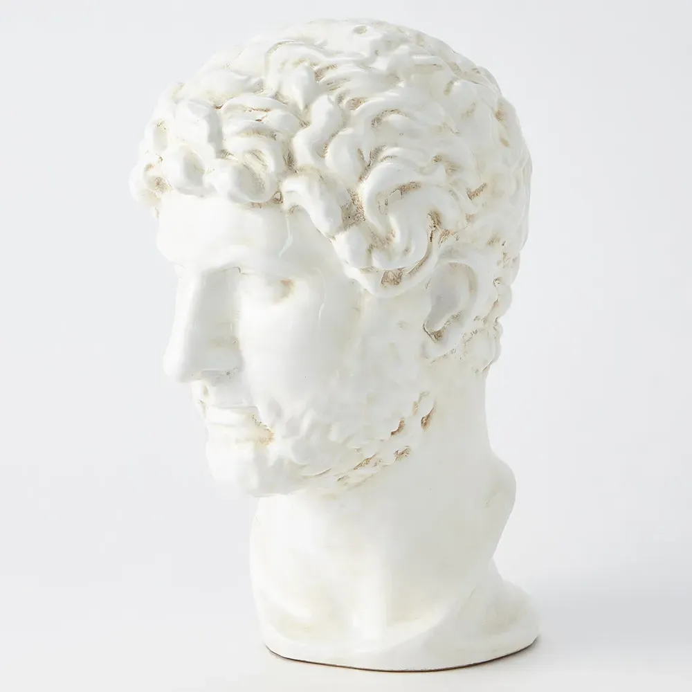 Caius Bust Sculpture - White, Ceramic