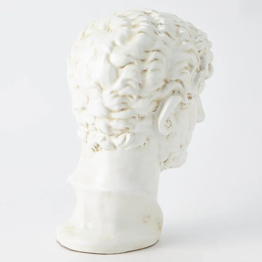 Caius Bust Sculpture - White, Ceramic
