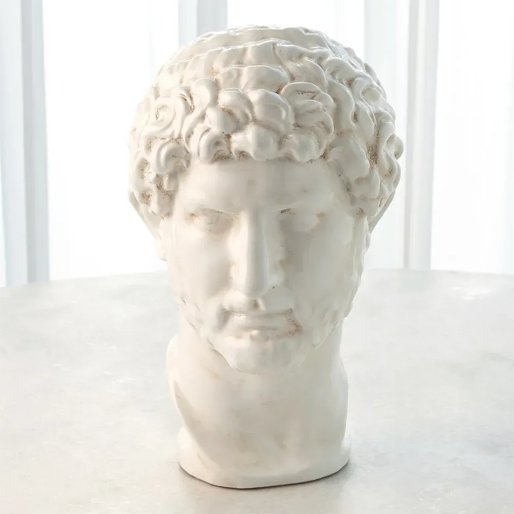 Caius Bust Sculpture - White, Ceramic