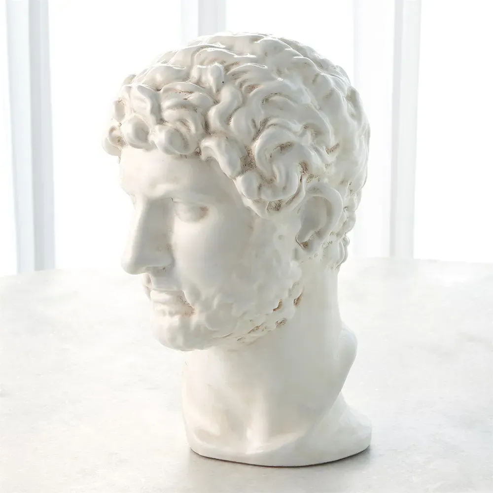 Caius Bust Sculpture - White, Ceramic