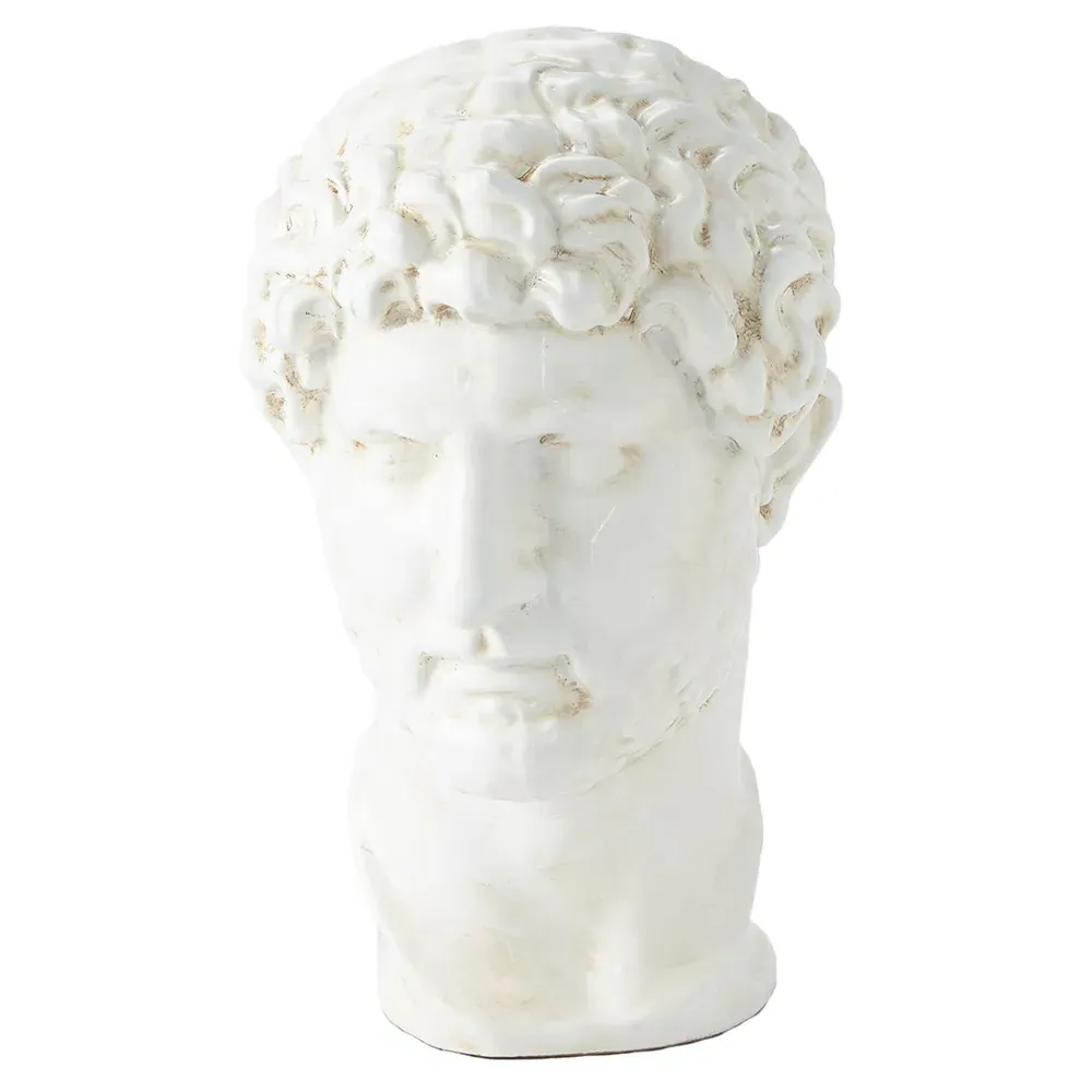 Caius Bust Sculpture - White, Ceramic