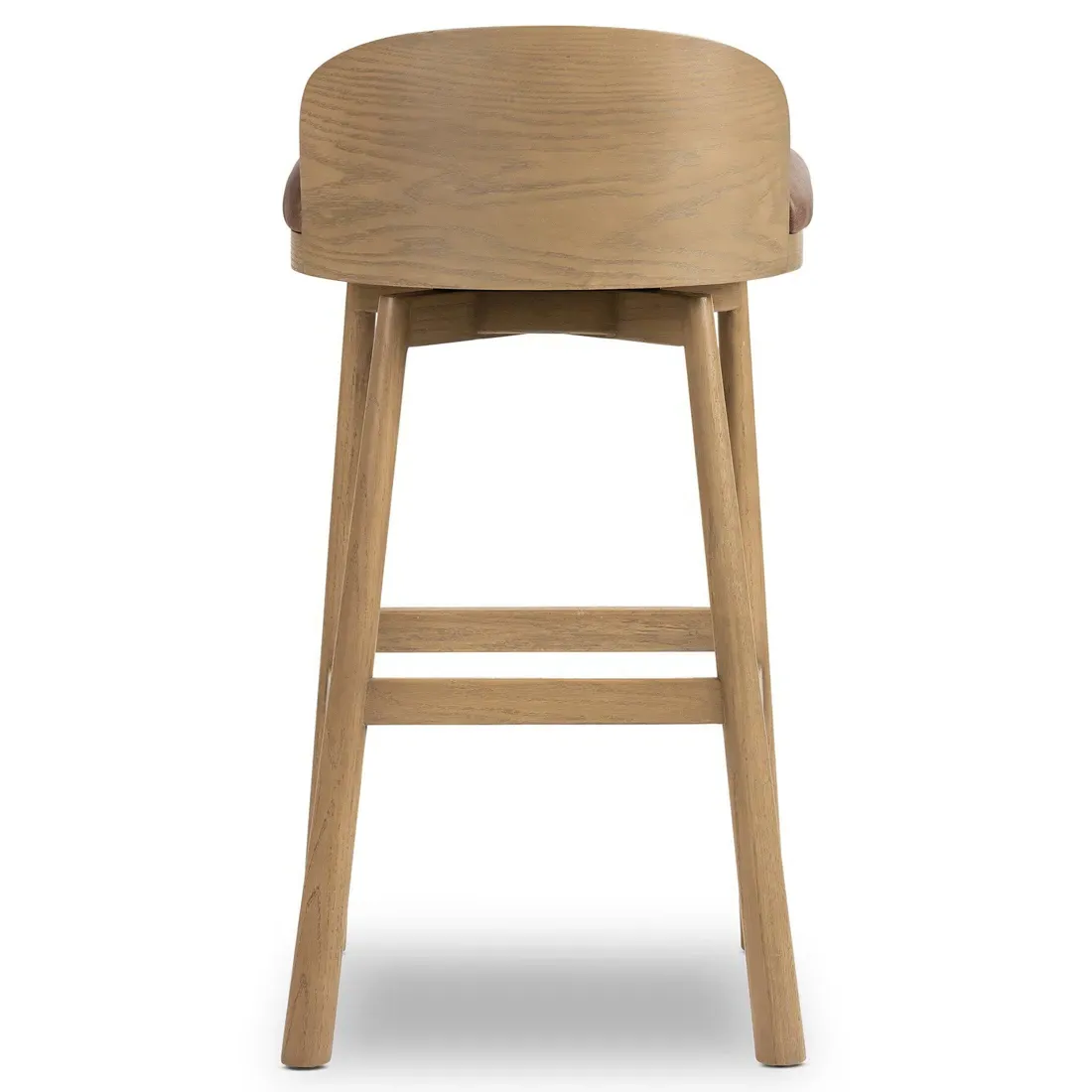 Caius Swivel Bar Stool - Brown Leather, Oak