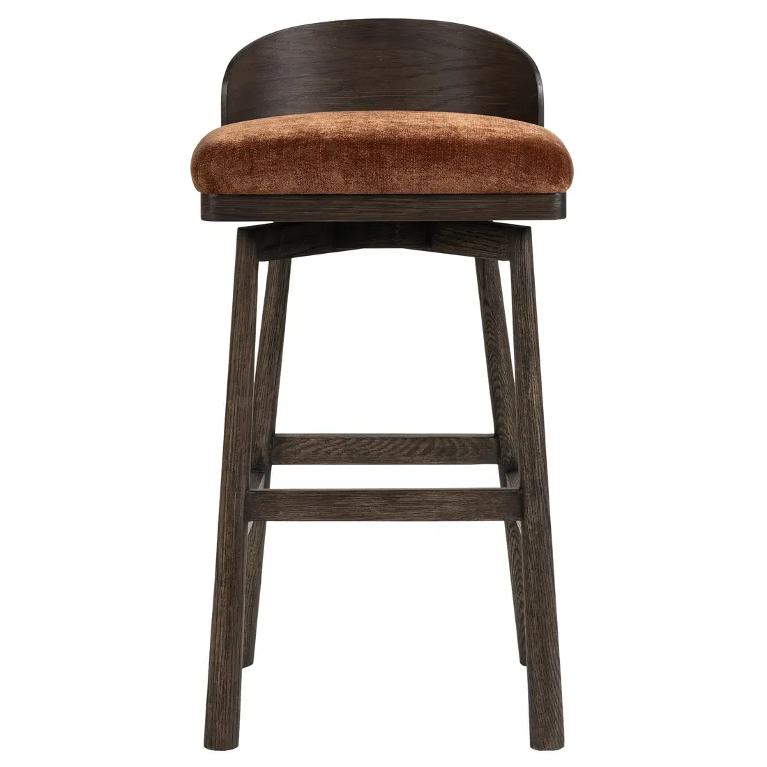 Caius Swivel Bar Stool - Rust Velvet, Oak