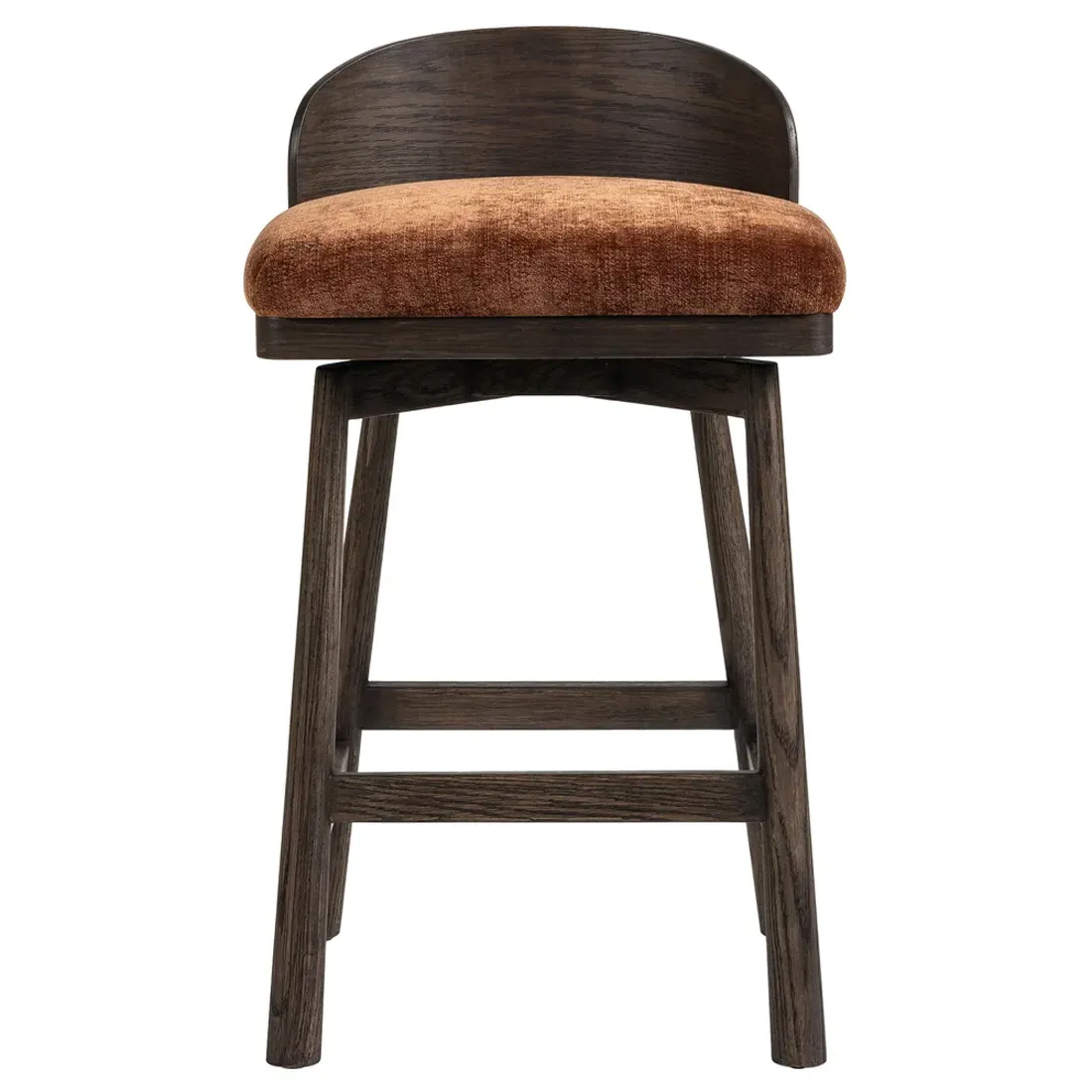 Caius Swivel Counter Stool - Rust Velvet, Oak image