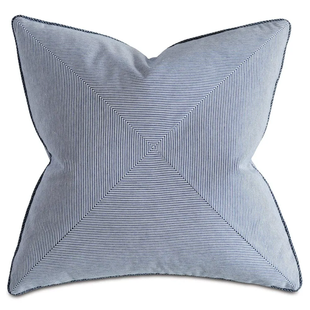 Caiya Blue Striped Cotton Throw Pillow - Blue image