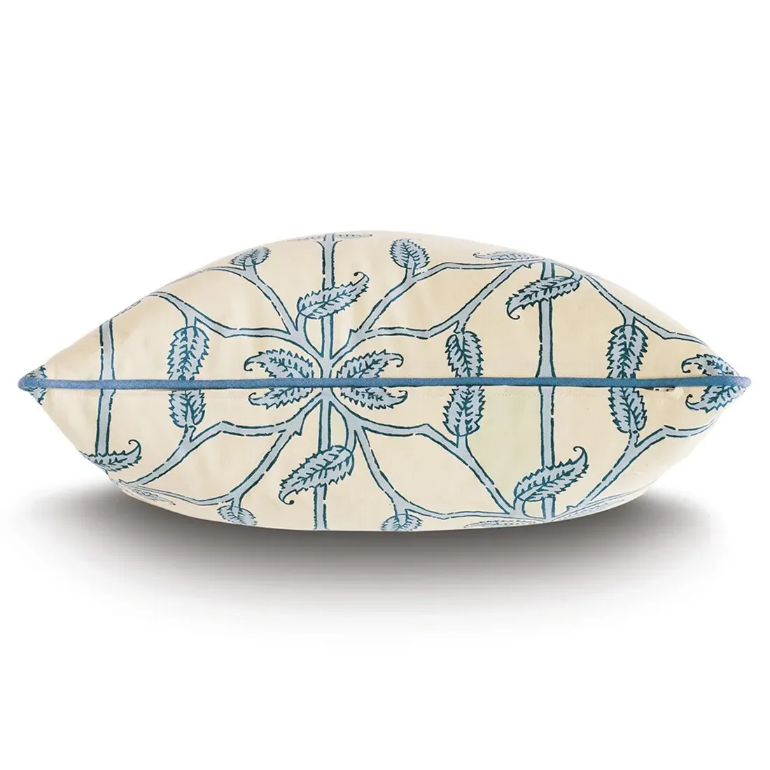 Caiya Blue Vine Cotton Throw Pillow - Beige