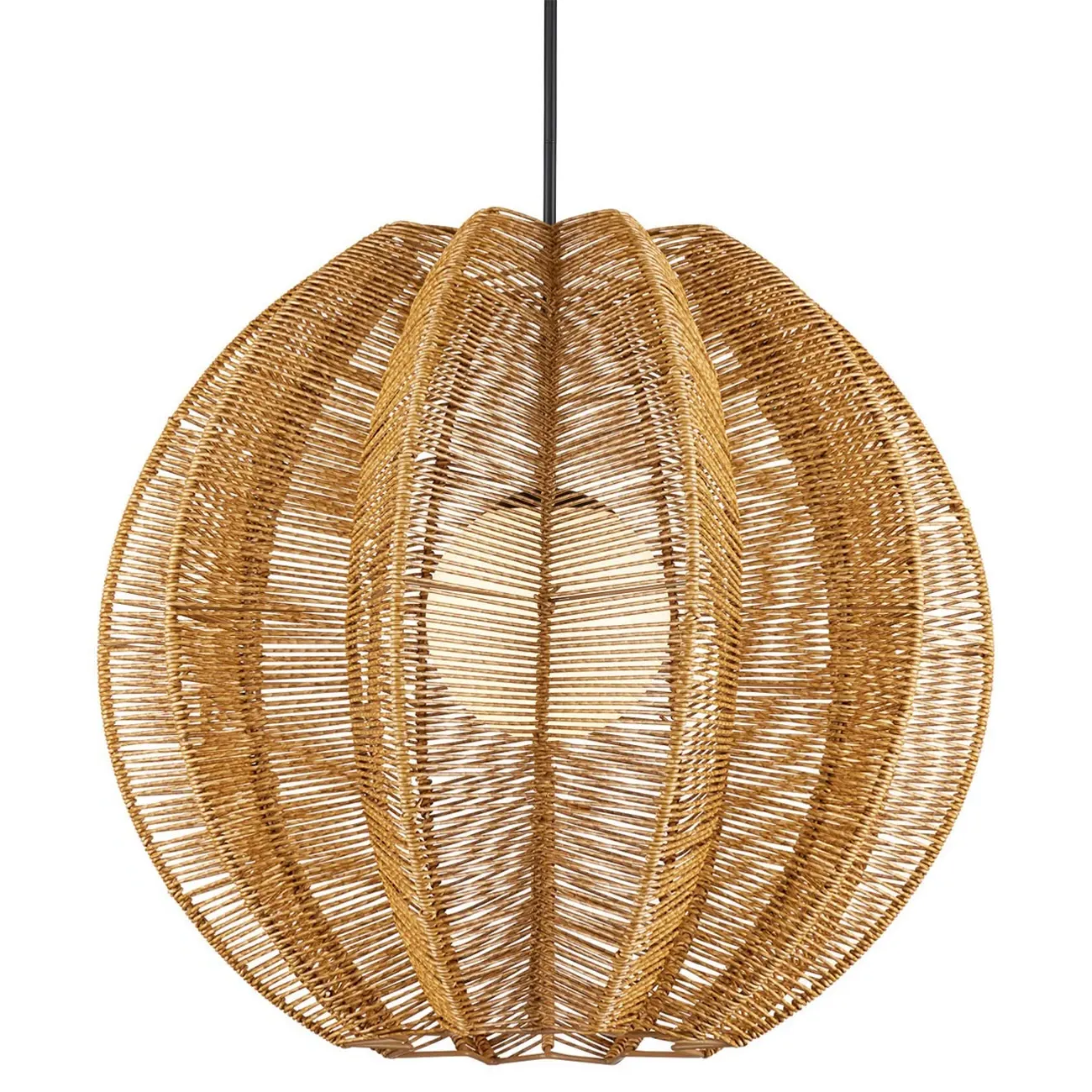Caleb Fluted Outdoor Pendant - Brown, Wicker