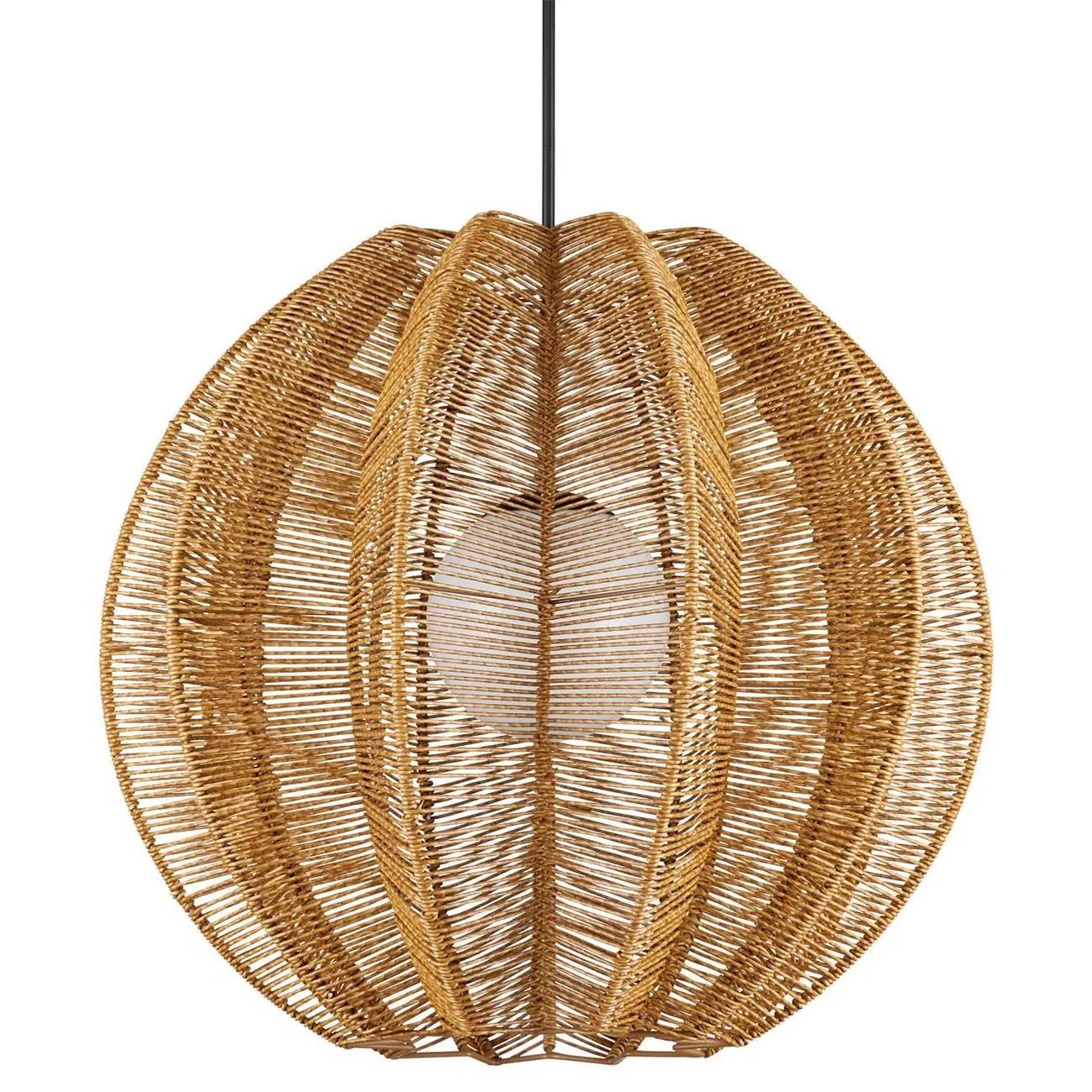 Caleb Fluted Outdoor Pendant - Brown, Wicker