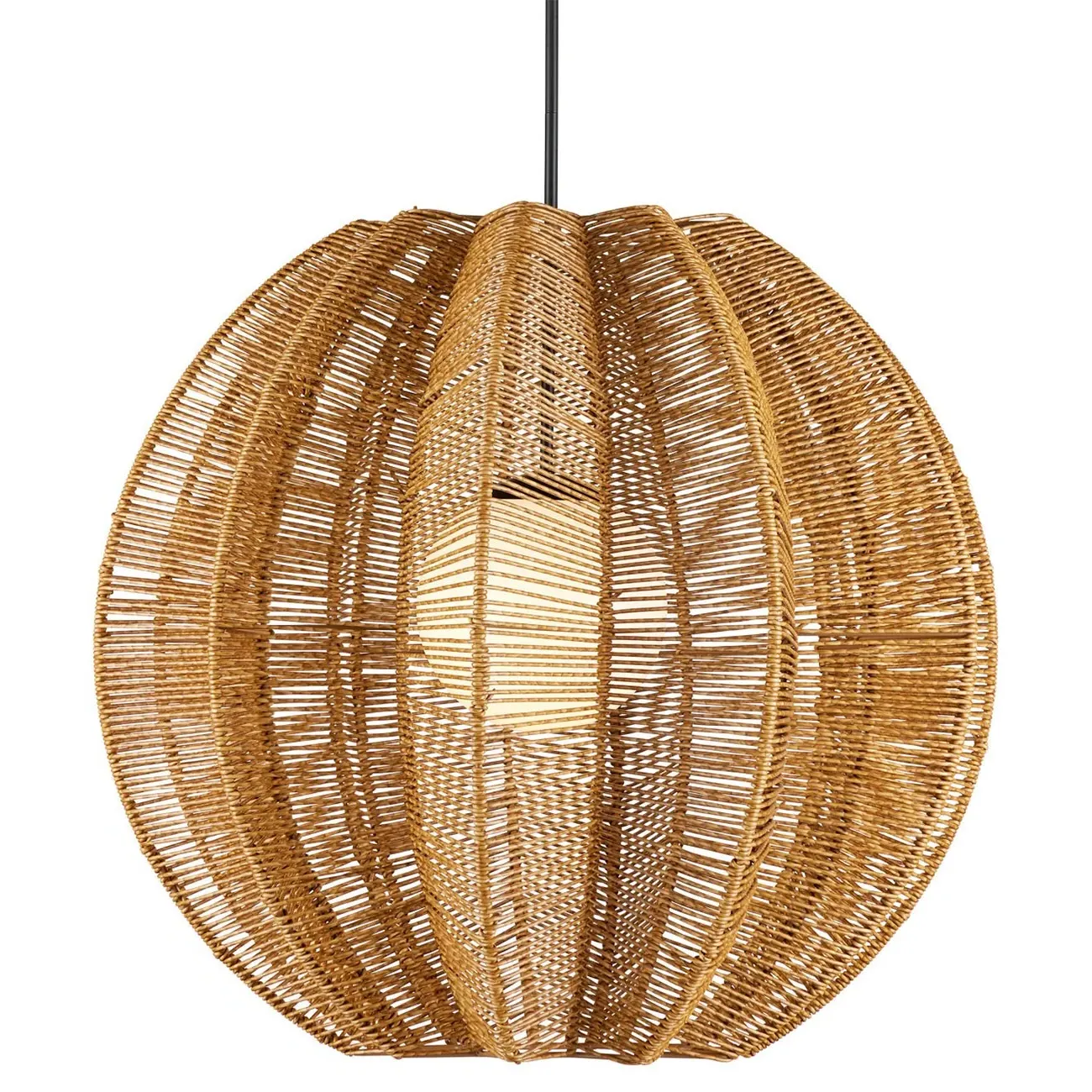 Caleb Fluted Outdoor Pendant - Brown, Wicker