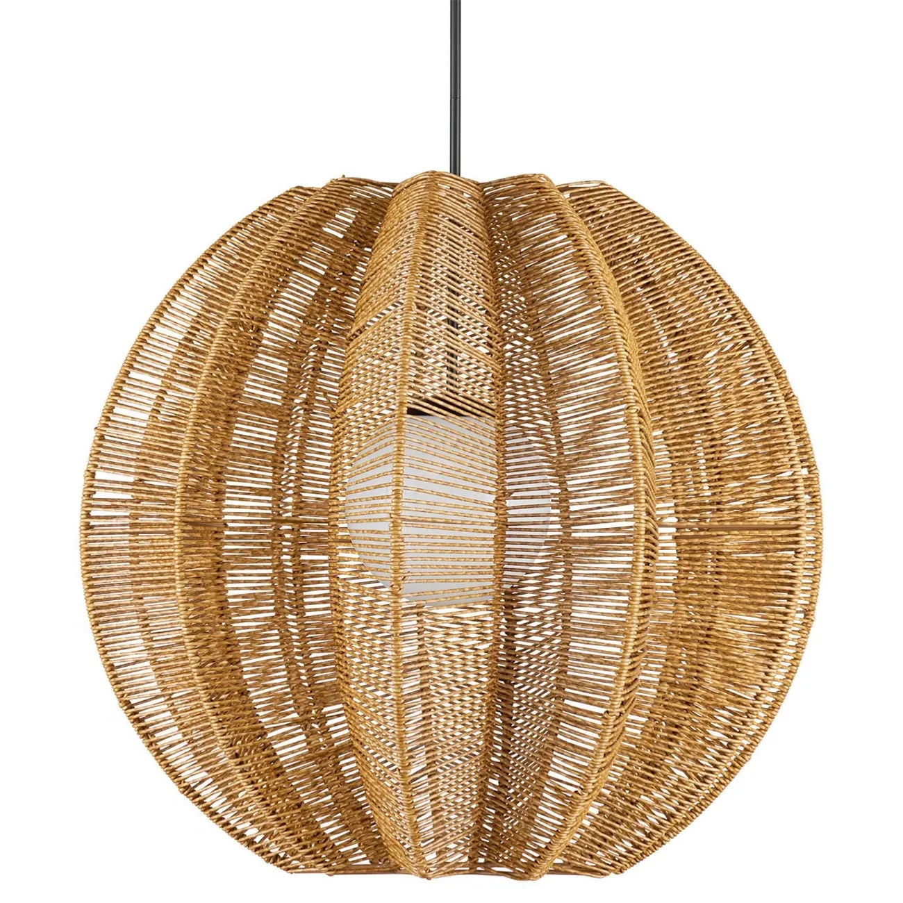 Caleb Fluted Outdoor Pendant - Brown, Wicker