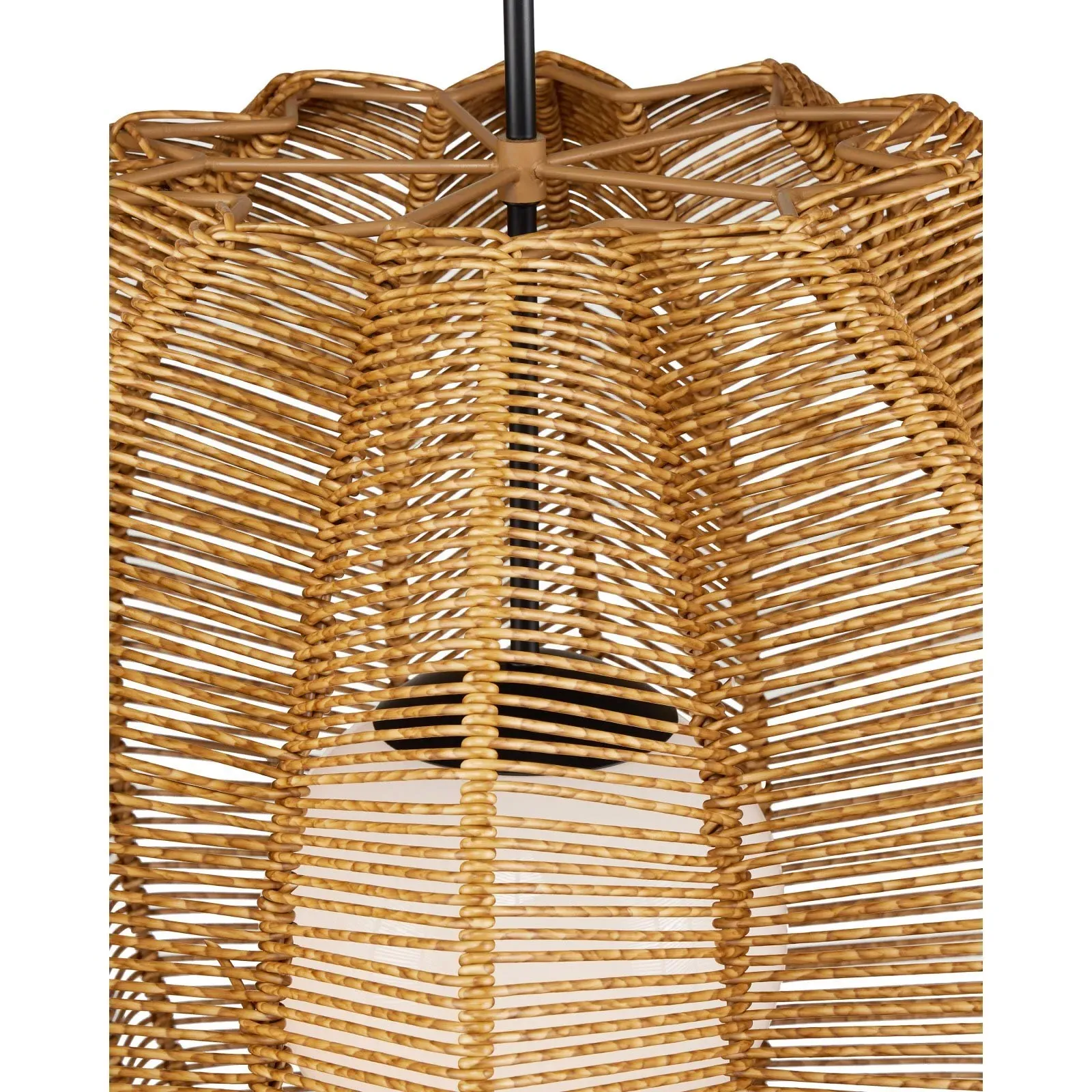 Caleb Fluted Outdoor Pendant - Brown, Wicker