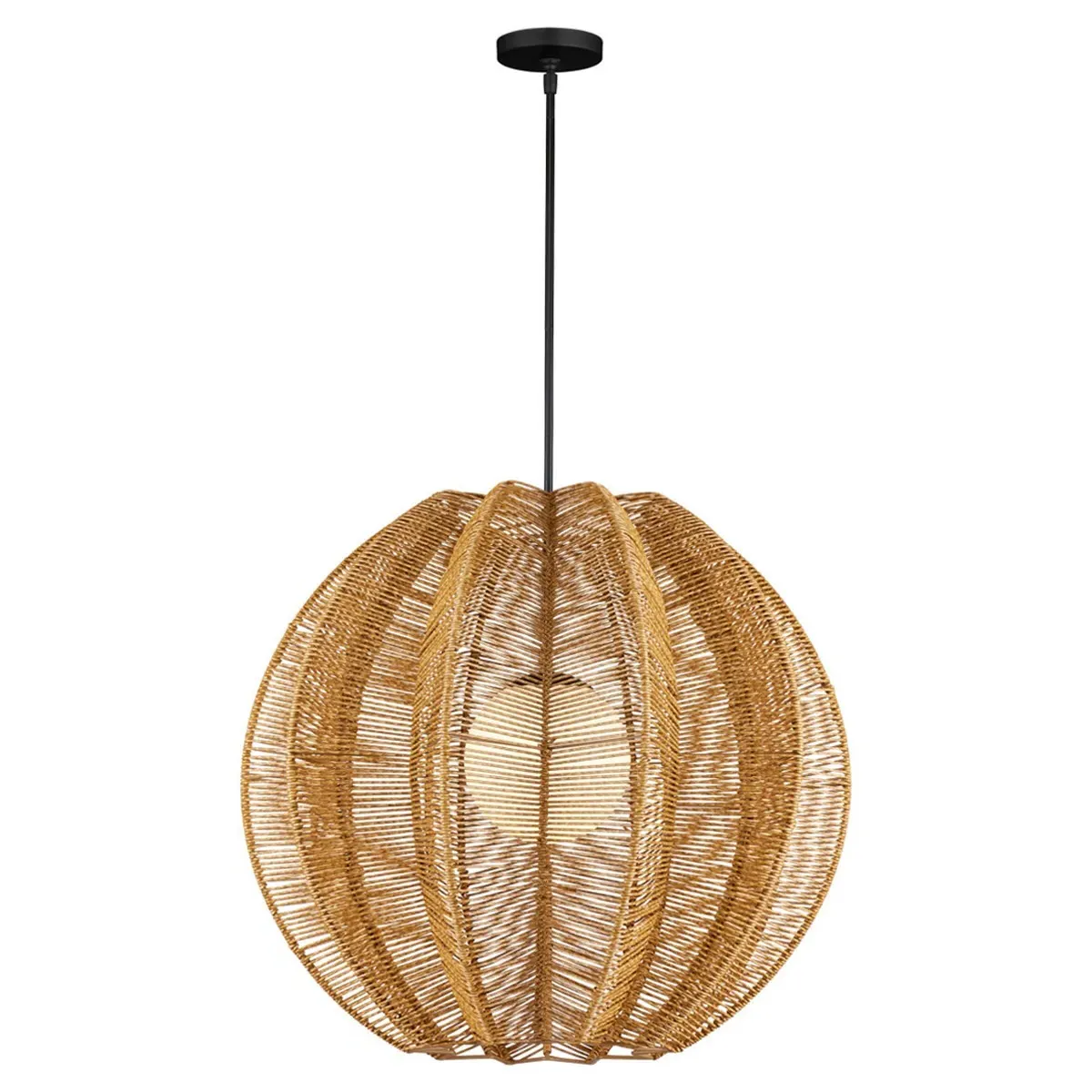 Caleb Fluted Outdoor Pendant - Brown, Wicker image