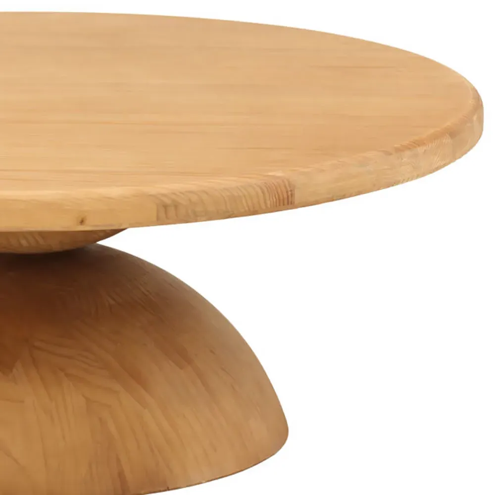 Caleb Round Coffee Table - Brown, Reclaimed Pine