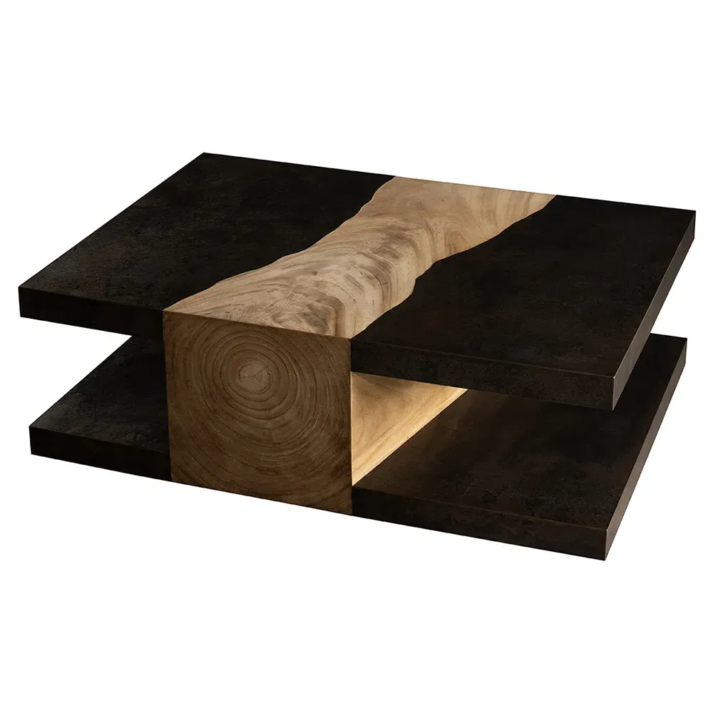 Caleigh Rectangular 2 Tier Coffee Table - Grey, Wood