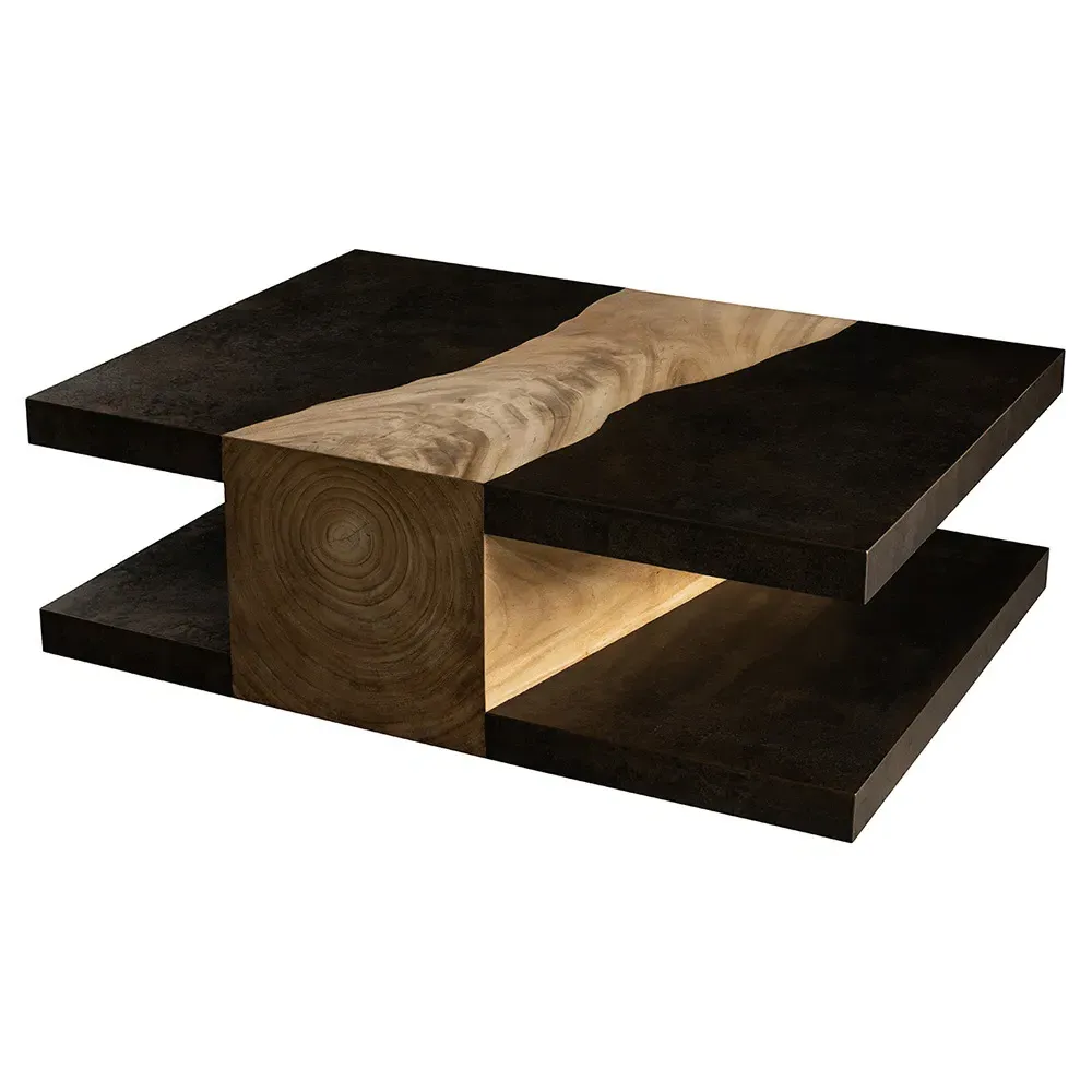 Caleigh Rectangular 2 Tier Coffee Table - Grey, Wood