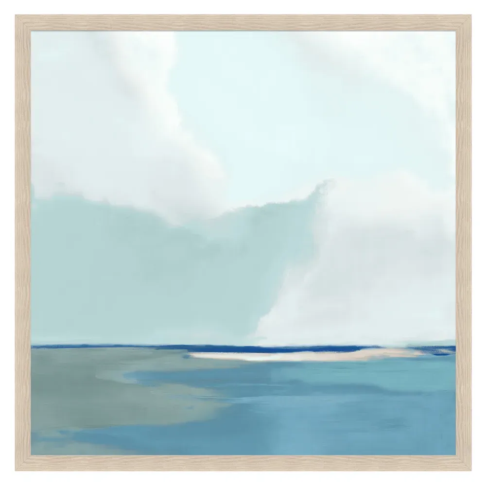 Cali Coastal Beach Seascape Horizon Painting II - Blue, Canvas