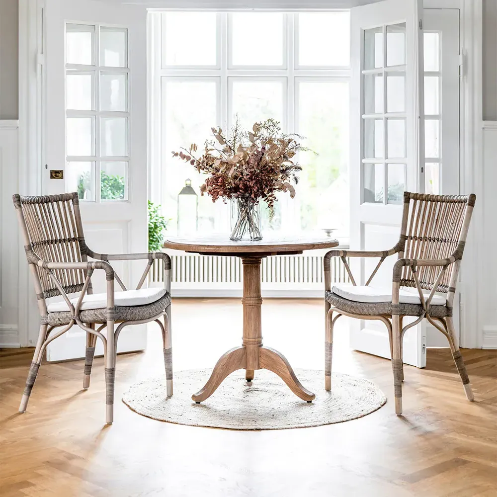 Cali Round Pedestal Bistro Table - Brown, Reclaimed Teak