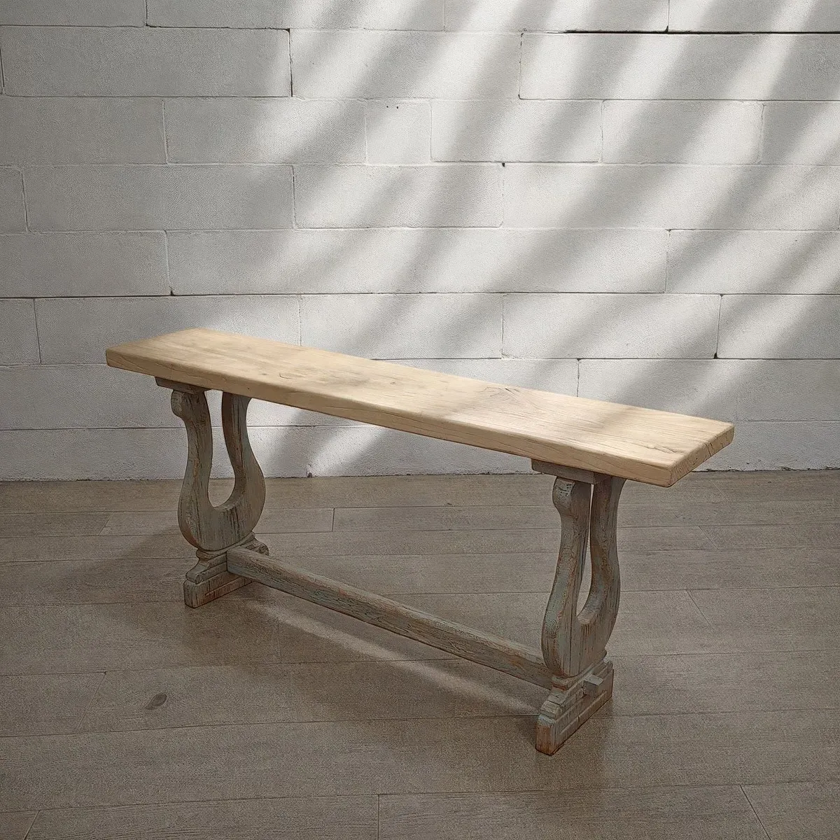 Calista Rectangular Console Table - Natural Brown, Elm Wood